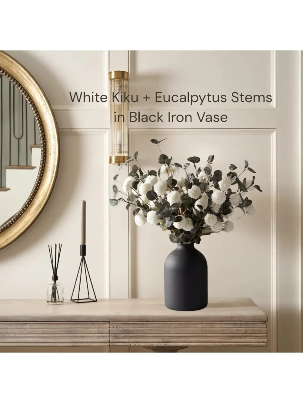 8.6in Tall Matte Black Flowers Vase For Dining Coffee Table Living Room Decor